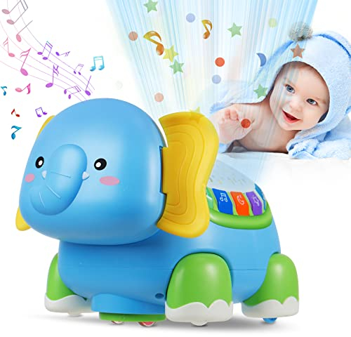 MOONTOY Musikalisches Musik Babyspielzeug ab 6 7 8 9 10 12 Monate Junge Mädchen Geschenk, Leuchtender Elefant Spielzeug ab 1 Jahr, Lernspielzeug Spielzeug mit Musik & Licht für Kleinkinder 1-3