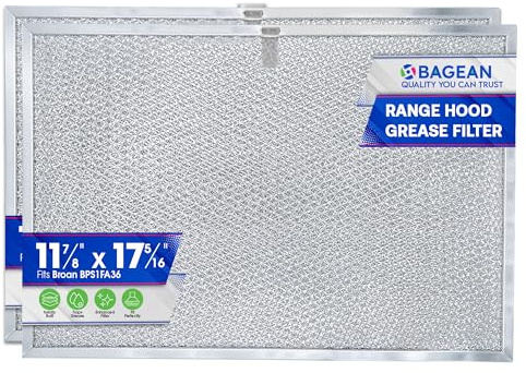 Bagean Stove Hood Vent Filter 11.81x17.32 BPS1FA36 Compatible with Broan Range Hood Filter Replacement - Fit's Allure Range Overhead Aluminum Screen - Blocks Grease & Filters Over Oven Air (2-Pack)