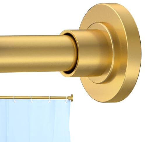CorkLatta Gold Shower Curtain Rod 31 to 92 Inch,1 Inch Diameter Adjustable Spring Tension Stainless Steel Telescoping Rod,Easy Install,No Rust