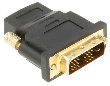REY Adaptateur DVI-D (18+1) mâle vers HDMI Femelle, avec Boulon Doré