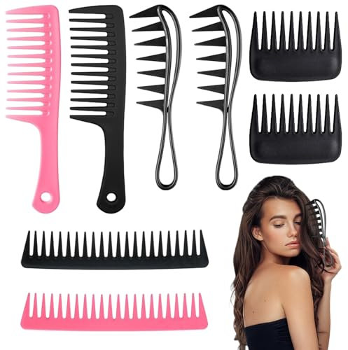 8 PCS Curl Combs Wide Tooth Comb Set, Wide Tooth Comb for Curls, Hair Combs for Women Styling Mens Resistant for Men For and for All Types of Hair Styling Curly Hair Comb