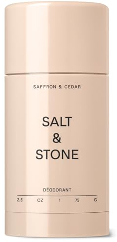 Salt & Stone Aluminum Free Deodorant | Extra Strength 48 Hour Protection for Women & Men | Made with Seaweed Extracts, Niacinamide & Prebiotics | Saffron & Cedar