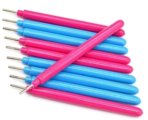NUOBESTY 5pezzi Strumenti Quilling Penna Ramificata per Carta con Punte in Acciaio Inossidabile Impugnatura Antiscivolo per Artigianato Te Blu e Vermigli