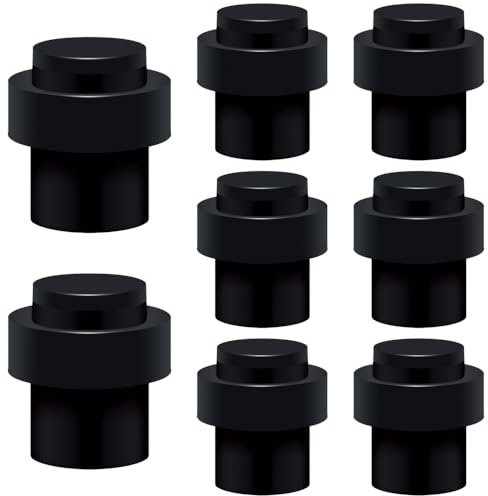 lot de 8 Butée de Porte Sol, Hauteur 45mm, Arrêts de Portes en Acier Inoxydable avec Vis, Butoir Porte Noir