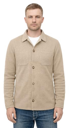 Giacca a Camicia in Cotone, Blazer Jacket da Uomo - Punto Cucitura Chicco di Riso - Artigianale, Made in Italy - Casual, Classica Sportiva (IT, Testo, L, Regular, Regular, Fieno)