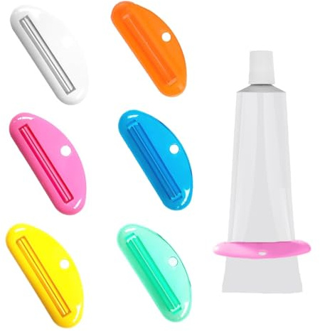 6 Pcs Toothpaste Squeezer, Multi-Colour Toothpaste Clip Tube Squeeze, Convenient D Shape Toothpastes Tube Squeezer, Plastic Tubes Squeezers, for Toothpastes, Hand Cream, Cosmetics, Ointment
