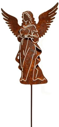 DZWAZD Ángel decorativo para jardín, rejilla de metal, para tumba, resistente a la intemperie, para tumba de metal, decoración para cementerios y jardines, decoración de tumbas