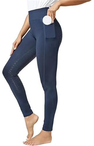YGMNQAL Mallas de Montar for Mujer, Pantalones equitación Silicona, Ropa Deportiva Entrenamiento Ecuestre(Blue,L)