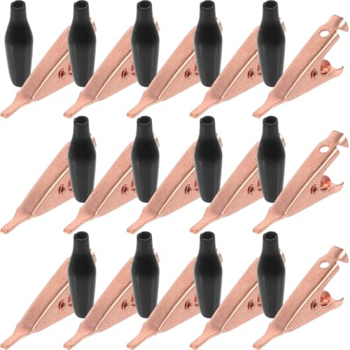 MUELODSIC Set 15 a Coccodrillo in Rame Autentico senza Denti, Clip a Artiglio Piatta Mini in Metallo per Test Elettrici e Lavori Artigianali, di Compatti per Uso Domestico e Colore Casuale