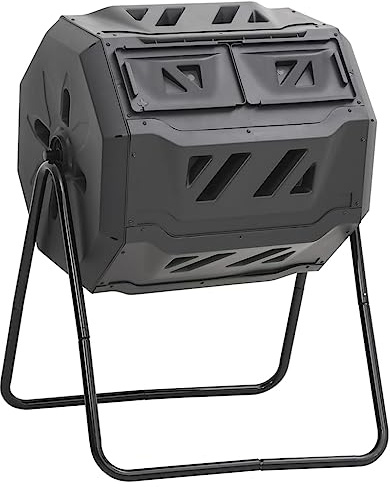 Generico Compostiera da Giardino Nera 73x64x95 cm da 160 L,Compostiere