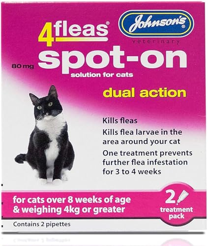 JOHNSONS 4FLEAS CAT - DUEL ACTION SPOT ON - +8 WEEKS ABOVE 4KG WEIGHT (X1 PACK)