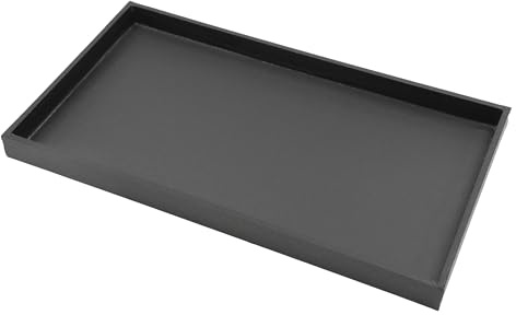 Large Black Faux Leather Open Top Tray - 14 3/4L x 8¼W x 1D - Set of 3