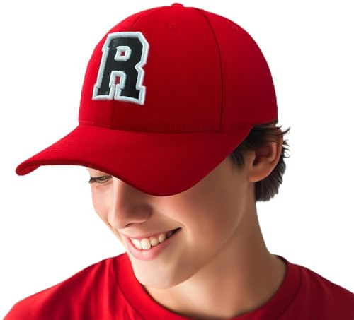 4sold baseballkeps för pojkar och flickor, 3D broderi, alfabet, barn, skola, A-Z, justerbar röd/svart bokstavskeps, sport