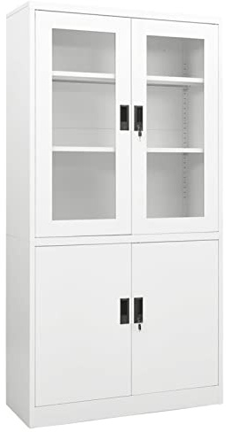 Tidyard Armadietto per ufficio armadio vetrina mobile archivio archivio documenti organizer in acciaio bianco 90 x 40 x 180 cm