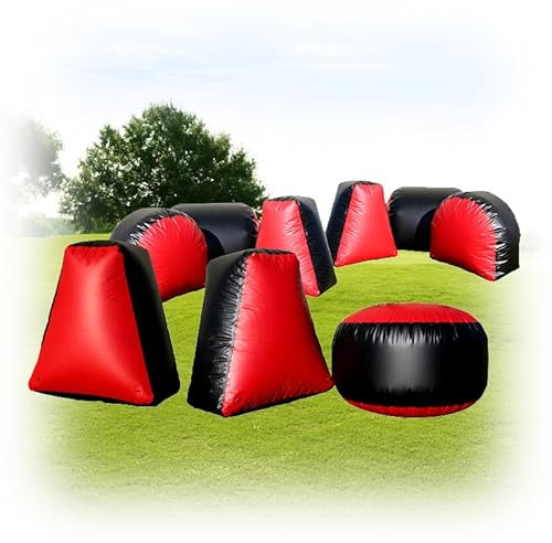 9 Pieces Inflatable Paintball Obstacles Air Bunker Set for CS Archery Tag Shooting, Airsoft, Laser Tag, Soft Foam Dart Toy Rifle, Water Gun