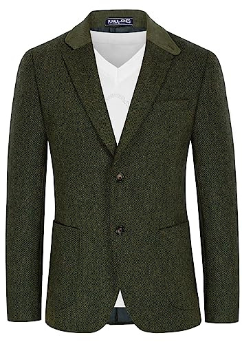 PaulJones Vestes de Costume Homme Veste Légère à Coupe Droite Rétro pour Mariage Soirée 2 Boutons Silm Fit