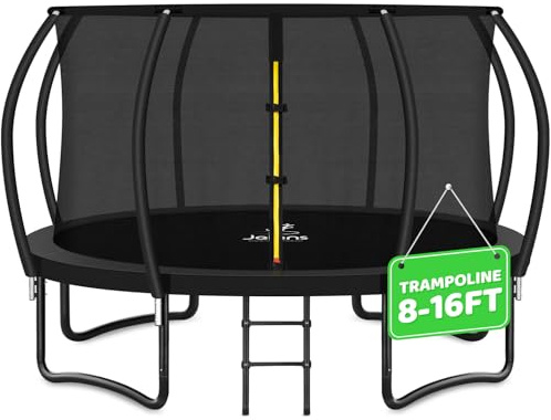 JELENS Trampoline 8FT 10FT 12FT 14FT 15FT 16FT, Recreational Trampolines with Enclosure Net and Ladder, Outdoor Anti-Rust Trampolines for Kids and Adults, ASTM Approved