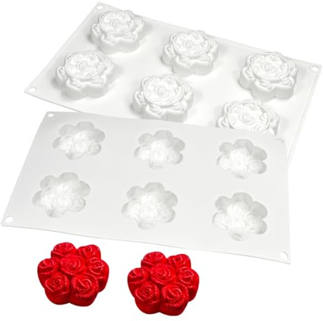mostsom Stampo in silicone 3D a forma di criceto, stampi da forno per dessert, torte, mousse, a forma di cuore, per fare sapone fatto a mano, stampo per cioccolato (C_ fiore rosa)