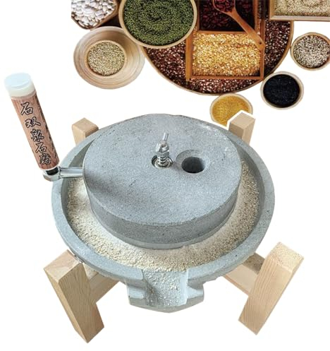 Mulino per Cereali Macinino per Alimenti in Pietra Naturale, macinino Regolabile a Secco e Umido, polverizzatore a Mano per Mais, Riso, Noce Moscata, Pepe, orzo