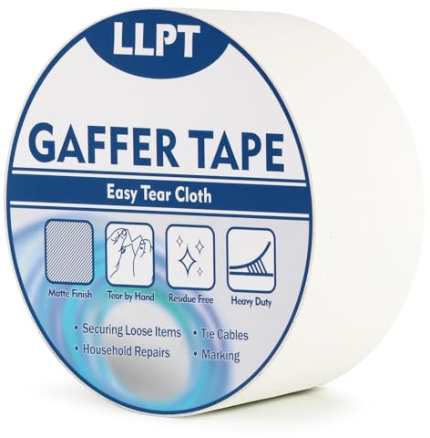 LLPT Panzertape | 50 mm x 15 m | Weißes Hochleistungs-Gaffing-Klebeband | Matt nicht reflektierend leicht abreißbar rückstandsfrei | für Kabelfotografie (PGT515P1WT)