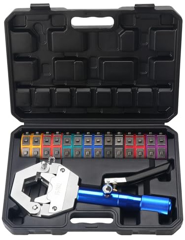 Gueenky 8T Hydraulique A/C Tuyau Sertisseuse, A/C Tuyau Outil de Sertissage Hydraulique avec 7 Set Matrices, Hydraulique A/C Tuyau Pince à Sertir Kit de Sertissage de Tuyau