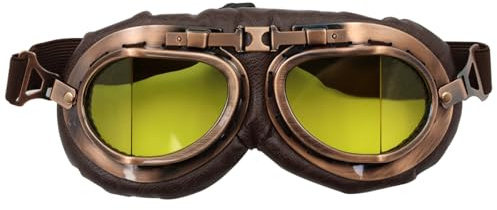 Ieron Aviator Occhiali da Volo Occhiali da Moto Vintage Steampunk per Uomo Donna Costume Cosplay Stile Pilota retrò (Lente Gialla)