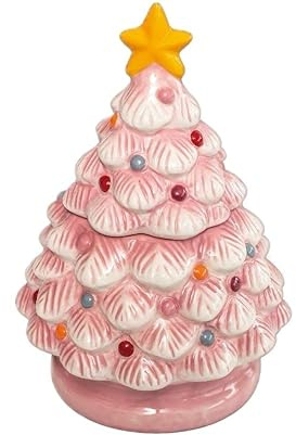 Ceramic Christmas Tree Scented Candle, 15oz (425.24g), Christmas Ornament Decoration (Pink - Cranberry Marmalade)