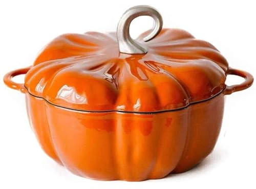 Casserole de citrouille, pot de cuisson émaillée, casseroles à four hollandais non bâton, casserole de ragoût de casserole grande casserole avec couvercle