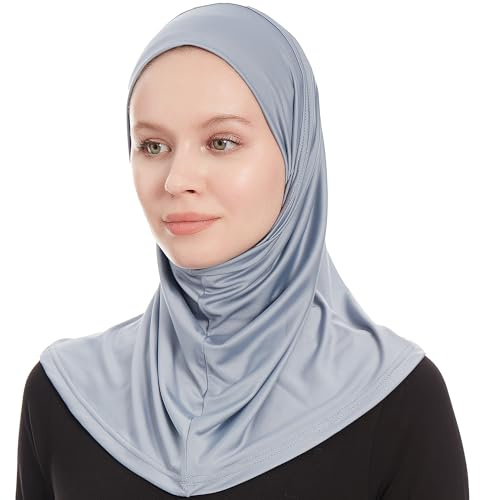Hijab Jersey Mujer Negra, Bufanda de Hiyab de Jersey, Pañuelo Musulmán Moderno, Bufandas de Hiyabs Elásticos Mujeres, Una Pieza Instantánea Islámico Estilizado y Cómodo, Velo Islámico (Índigo)