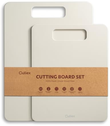 Culiex Wood Fiber Chopping Board 2-Pack, Dishwasher Safe Composite Cutting Board for Kitchen, High Density, Non-Toxic, BPA Free, Non-Slip Feet, Knife Friendly for Meat, Vegetables, Fruits & Bread