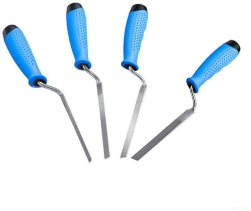 Yuanpgky Juego de 4 paletas planas de acero inoxidable para reparación de hormigón, yeso y mortero con agarre ergonómico de goma, herramientas de construcción para pared y suelo
