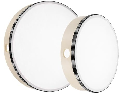 QUARKZMAN 2Pcs Tambor De Mano Música 10 Pulgadas Y 8 Pulgadas Color Madera | Percusión, Juego De Tambor Con Marco De Madera, Instrumento Musical, Para Educación Musical Suministros Para Fiestas