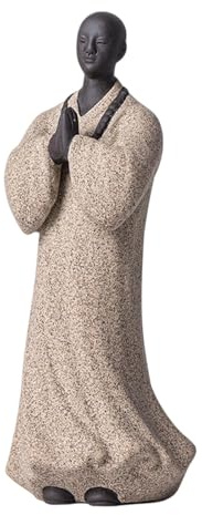 SZLIFE Piccola Statua di Buddha, Statuetta di Buddha, Decorazione in Ceramica per la casa, Figura di, Ornamento per Auto, Studio, Soggiorno, Grigio