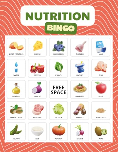 Nutrition Bingo: Game for Healthy Eating Patient Education, World Food Day activity, party game for NutritionDay workshop