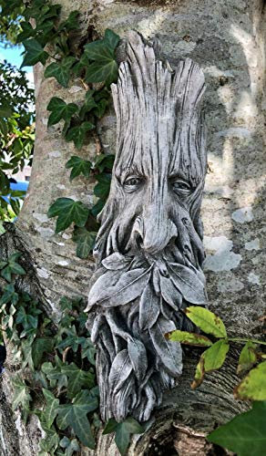 Long Greenman Plaque en béton avec statue de jardin en pierre reconstituée