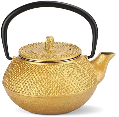 Agatige Théière en Fonte, Theiere en Fonte Japonaise Avec Résistant à la Chaleur en Acier Inoxydable Infuseur the 300ml, Bouilloire en Fonte Casseroles en fer pour le Service à thé en vrac