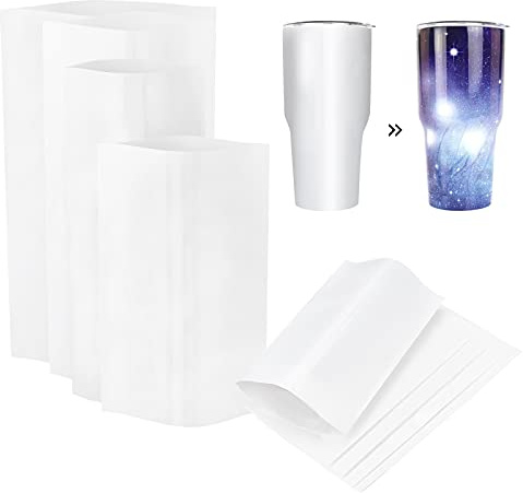 PandaHall 40 Piezas de sublimación Shrink Wrap Mangas de Transferencia de Calor Shrink Film Shrink Wrap Bolsas de Envoltura de película retráctil Blanca para Vasos, Tazas, Tazas y Espacios