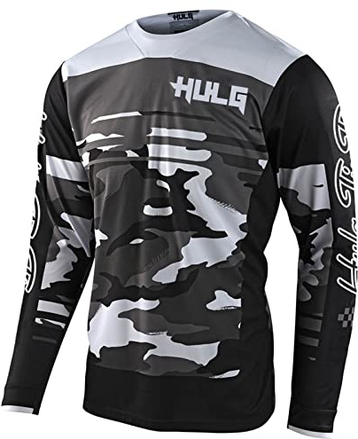 HULG Magliette da Ciclismo da Uomo/Motocross Shirt Manica Lunga | MX MTB Mountain Bike | Materiale Leggero, Materiale Traspirante, Confortevole E vestibilità Sciolta (Black,XL)