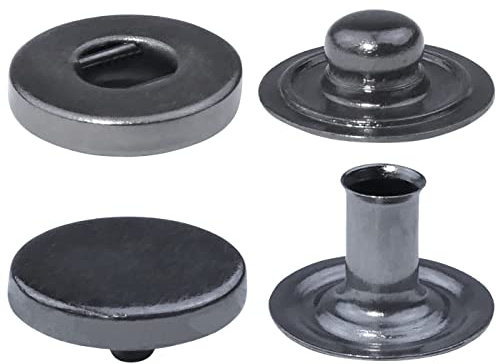 AERZETIX - C56631 - Set di 10 Bottoni pressione a molla Ø10.5mm in 4 parti metallici - colore grafite - per borsa jeans pantaloni portafogli - pelletteria abbigliamento pelle artigianato