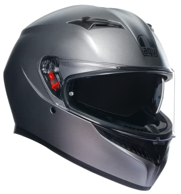 AGV - K3 E2206 MPLK, Casco Moto Hombre, Casco Integral ECE con Absorción del Sudor, Spoiler, Ventilación y Visera UV Resistente a los Arañazos, Intercomunicador Casco Moto, Gris