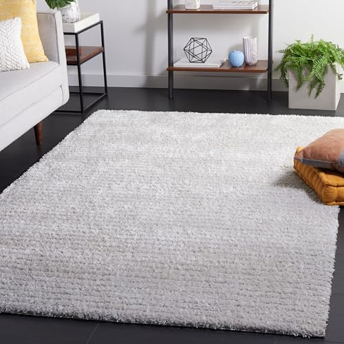 Safavieh Alfombra Shag Sala de Estar, Comedor, Dormitorio - Tahoe Shag Collection, Pelo Largo, Gris, 183 X 274 cm