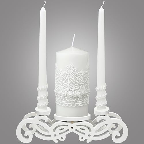 Irenare 3 candele Unity con portacandele, per cerimonia nuziale, accessori per cerimonie di ricevimento, portacandele in vetro decorativo per eventi formali, chiesa di nozze (stile elegante)