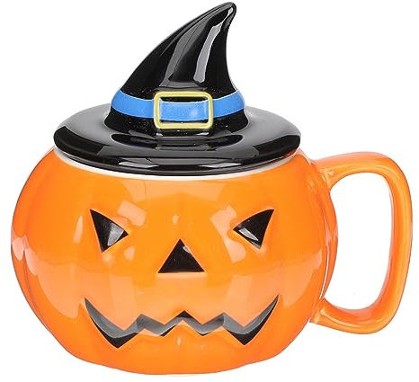 Luxshiny Linda Taza De Calabaza Con Tapa Taza De CeráMica Halloween Ideal Para Café Leche Y Sopa Perfecta Para Fiestas De OtoñO Y Celebraciones