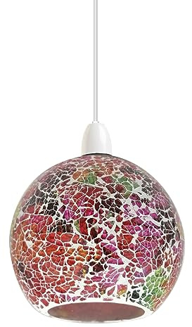 Tiffany Glass Shades,Stained Glass Lampshade, Pendant Lighting Easy Fit Shades, Elegant Ceiling Pendant Light Shade Mosaic Lamp Shade Multicolor Globe Pendant Light Shade (Style 3)