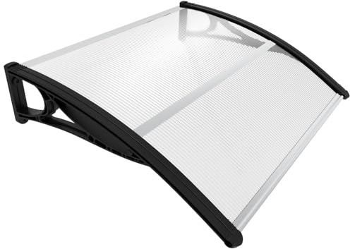 VOUNOT® Auvent de Porte d'entrée Toit Marquise en Polycarbonate Porte Résistante Toit Abri Protection Contre La Pluie et UV Transparent 100x80cm Noir