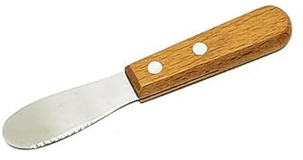 Coltello da burro multifunzione da cucina con manico in legno crema sandwich mini formato con spatola per burro frastagliata (con dentellatura)
