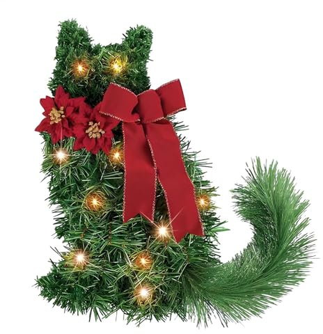 Couronne de Noël – Décorations de couronne de Noël | Couronne de vacances lumineuse artificielle | Couronnes de Noël pour porte d'entrée | Couronne de Noël décorative décorée avec nœud rouge pour murs