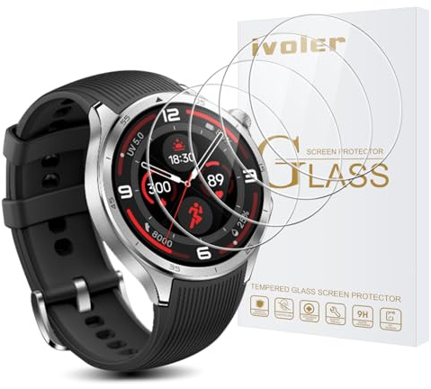 ivoler 4-pack skärmskydd för Oneplus Watch 3 / Oppo Watch X2, 9H hårdhet skyddsglas, HD Clear Screen Protector, Anti-Rap-film, Anti-Bubble