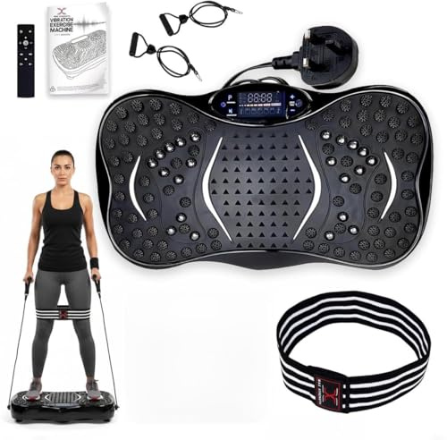 MAXSTRENGTH Máquina de ejercicio con placa de vibración, equipo de fitness y pérdida de peso en el hogar, entrenamiento de cuerpo completo, quema de grasa y tonificación muscular, control remoto y