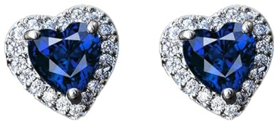 Auriselle Orecchini da donna con zirconi Cuore amorevole, zirconi lucenti Orecchini classici a forma di cuore a bottone regolabili Gioielli da donna Ragazze, blu